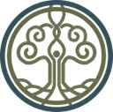 Símbolo do Curso de Graduação em Ciências Ambientais na UNIRIO. A imagem é circular com um desenho central de uma árvore estilizada, apresentada em uma cor verde terrosa e suave. O tronco da árvore se ramifica para cima, entrelaçando-se para formar um padrão que sugere crescimento orgânico e interconexão. Os galhos curvam-se em espirais elegantes, quase caligráficas, em suas extremidades. Na base, as raízes também se entrelaçam, formando uma fundação estável. Há uma fina borda circular em tom verde-petróleo, que envolve todo o design. A impressão geral é de harmonia natural, equilíbrio e uma estética de inspiração celta, frequentemente associada a temas de vida, natureza e estudos ambientais.