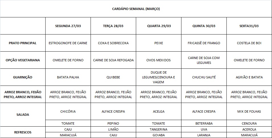 cardápio 27 a 31-03-2017