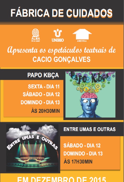 Panfleto dos espetáculos 'Papo Kbça' e 'Entre Umas e Outras'