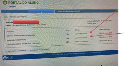 Tela da exclusão