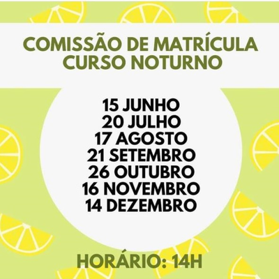 Calendário de Reuniões Comissão de Matrícula Noturno 2021