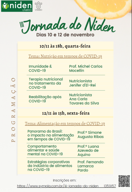 Evento Niden Programação novembro de 2021