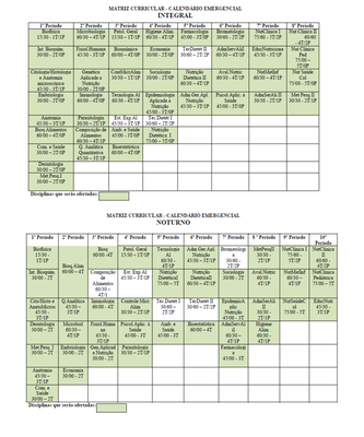 Matriz Curricular - Calendário emergencial 2020.1