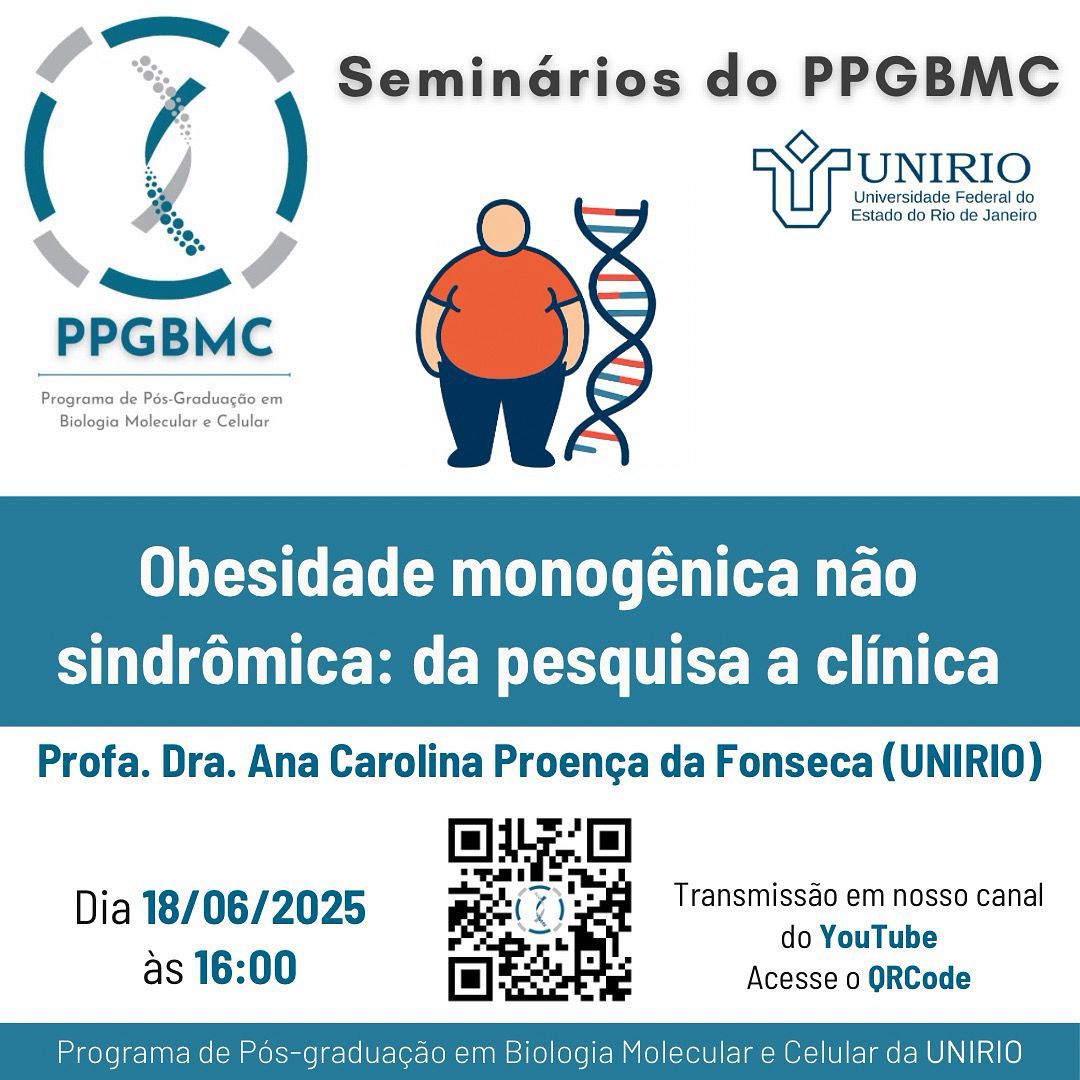 Seminários PPGBMC do dia 18 de junho falará sobre obesidade monogênica