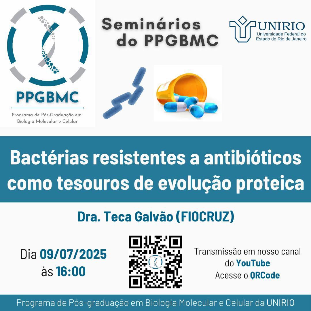 Seminários PPGBMC do dia 9 de julho falará sobre bactérias resistentes a antibióticos