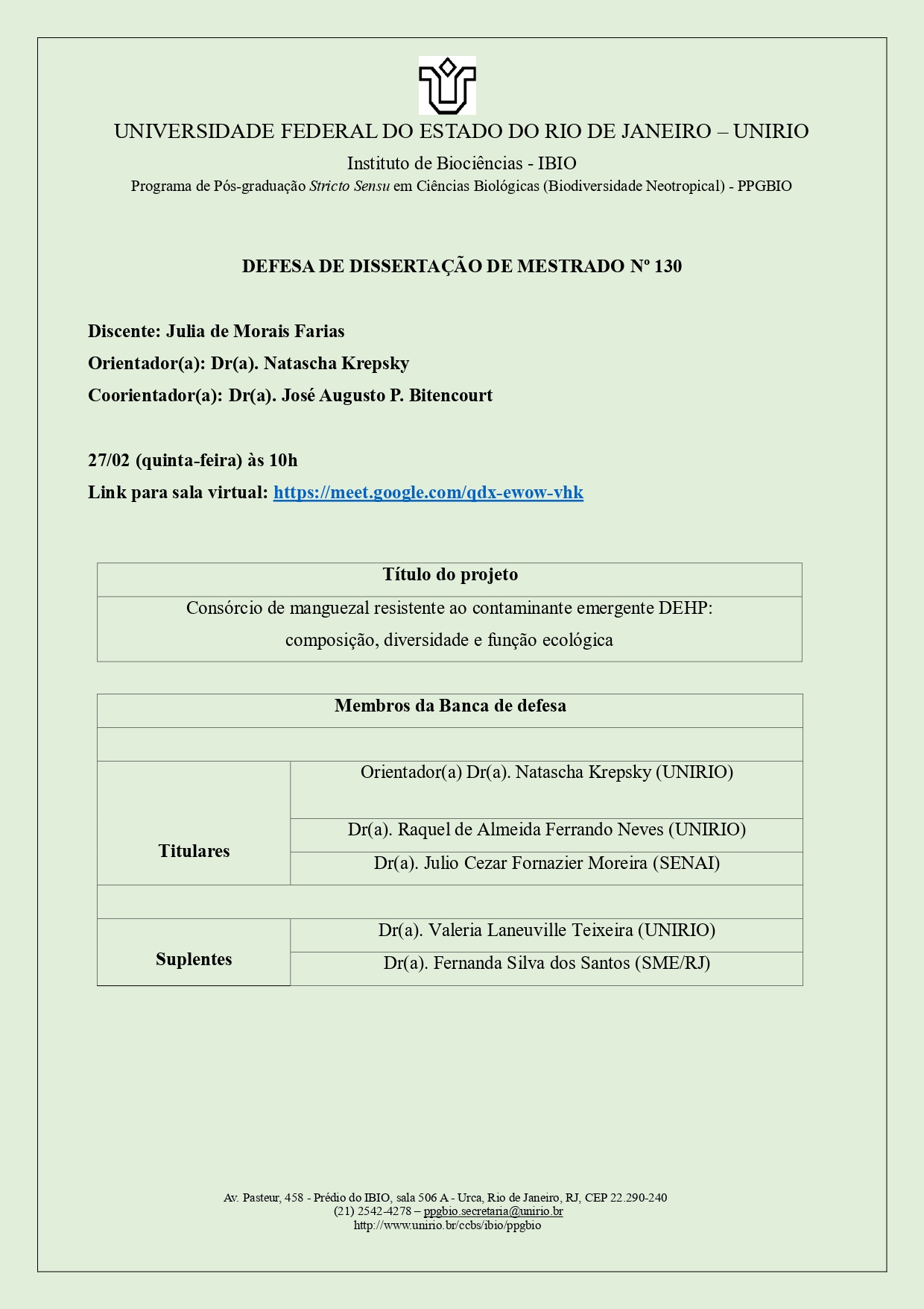 Defesa de dissertação nº 130 - Julia de Morais Farias