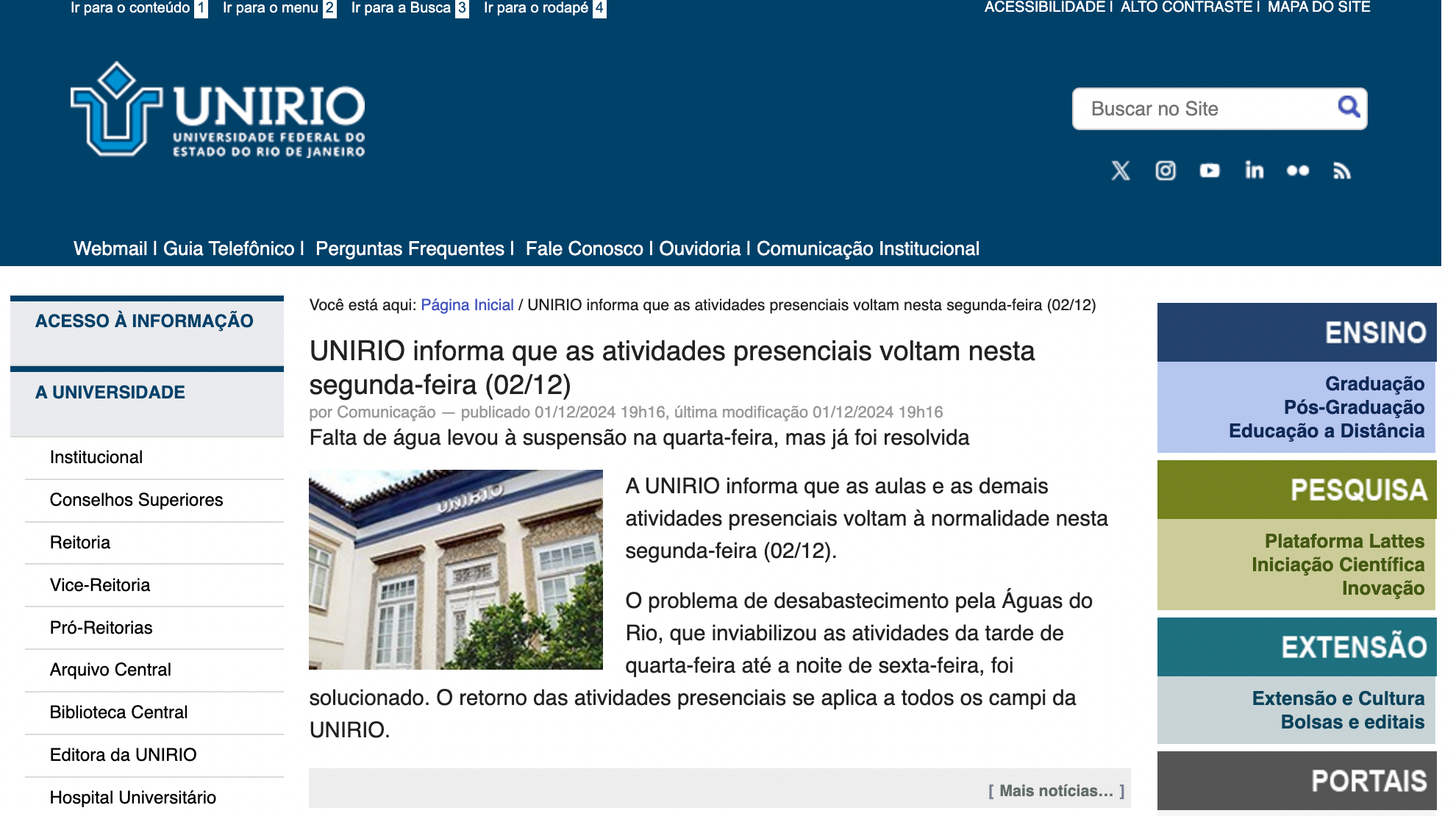 Aulas Regulares Amanhã, dia 2/12