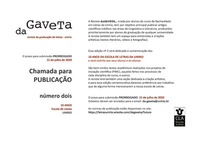 Revista daGaveta: prorrogação de prazo