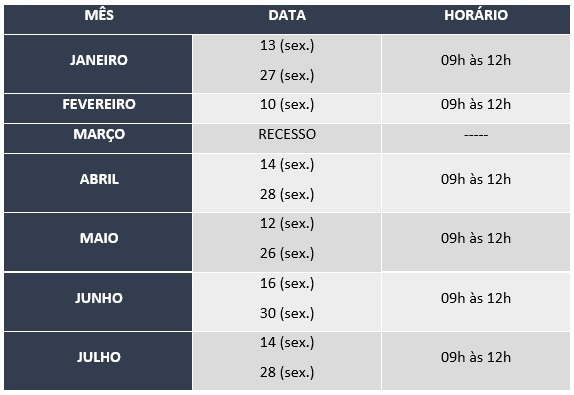 Calendário de Reuniões CPPD 2023.1