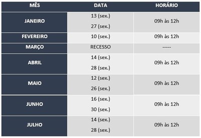 Calendário de Reuniões CPPD 2023.1