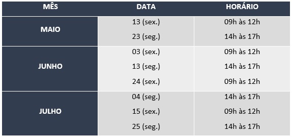 Calendário Reuniões 2022.1