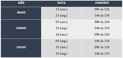 Calendário Reuniões 2022.1