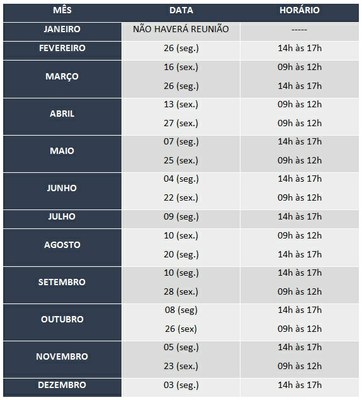 Calendário Reuniões CPPD 2018.1.2