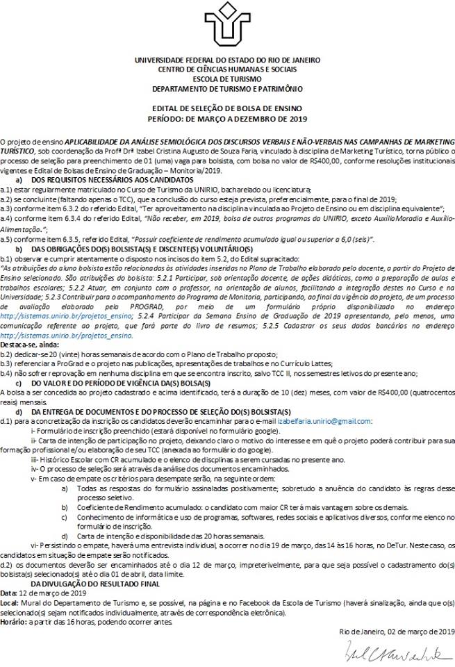 Edital Bolsa de Ensino Izabel