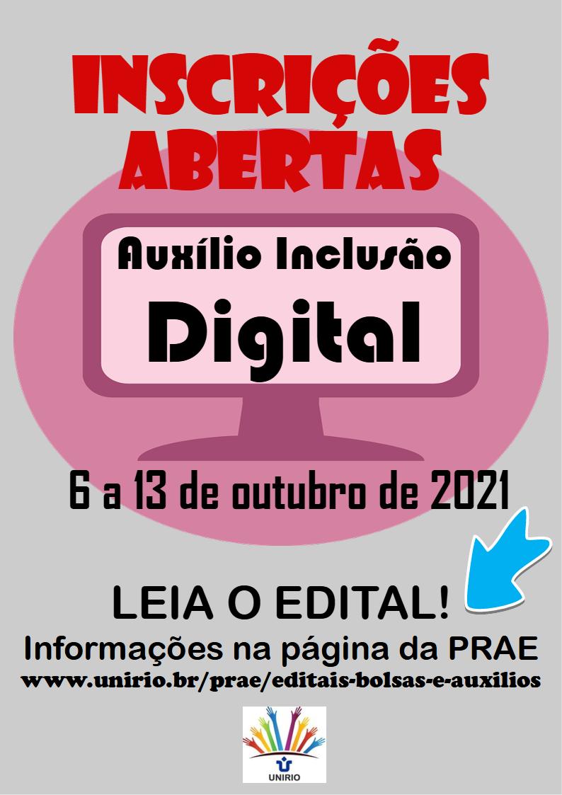 PRAE divulga abertura do edital para o Auxílio Inclusão Digital 2021.2