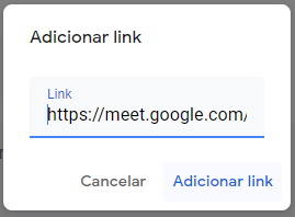 Campo link e botão Adicionar link