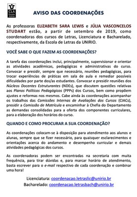 Aviso das coordenações, corrigido