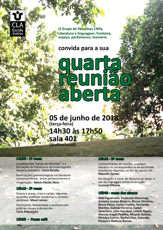 Quarta reunião Aberta do Grupo de Pesquisas Literatura e Linguagens