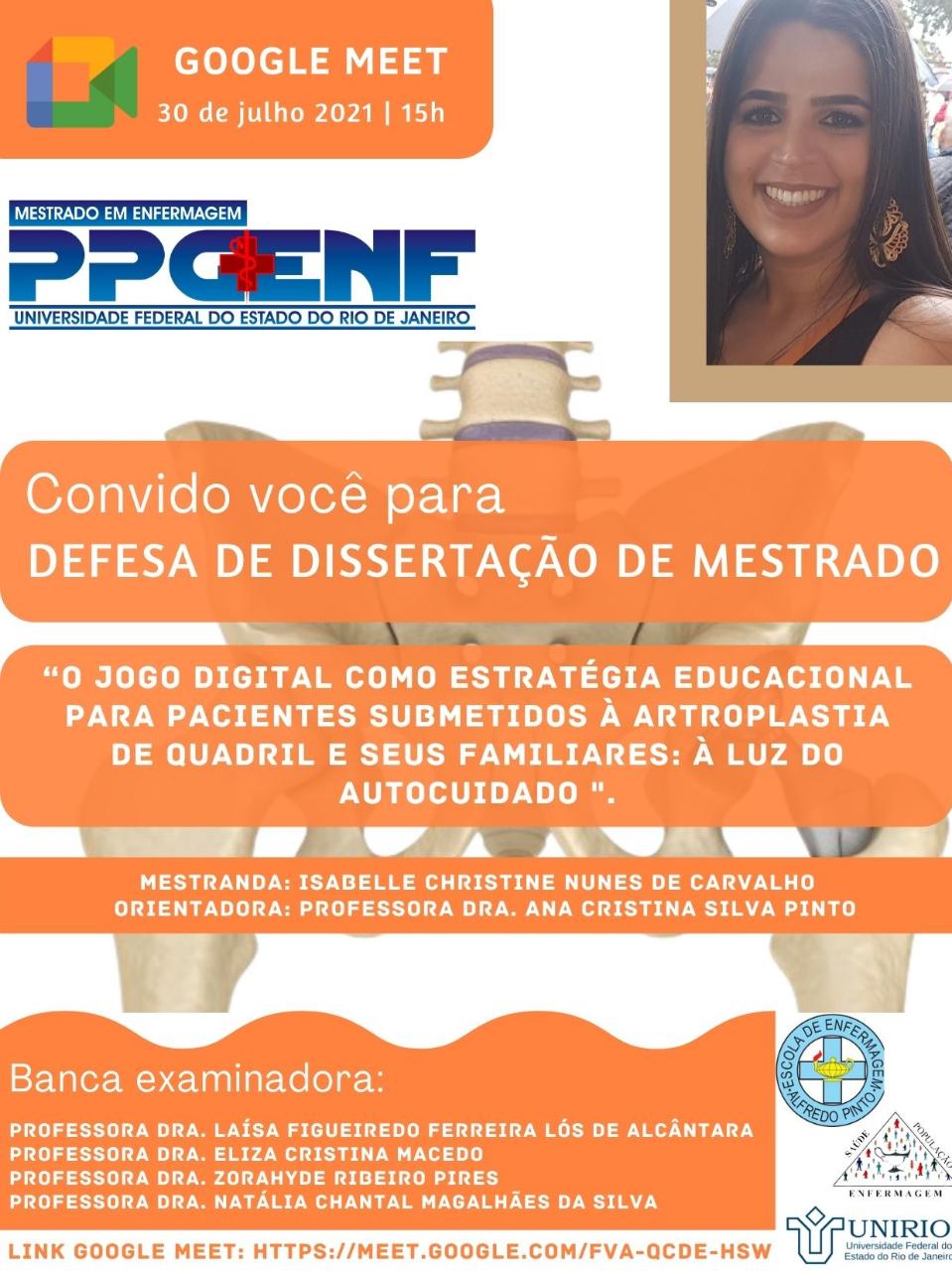 Defesa de Dissertação | Isabelle Cristine Nunes de Carvalho