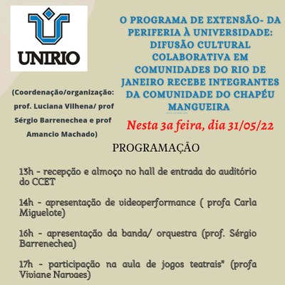 Programa de extensão Da Periferia à Universidade 31.05.2022