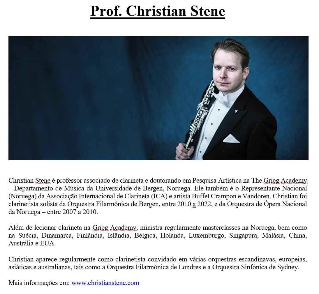 Masterclass de Clarineta com o Prof. Christian Stene