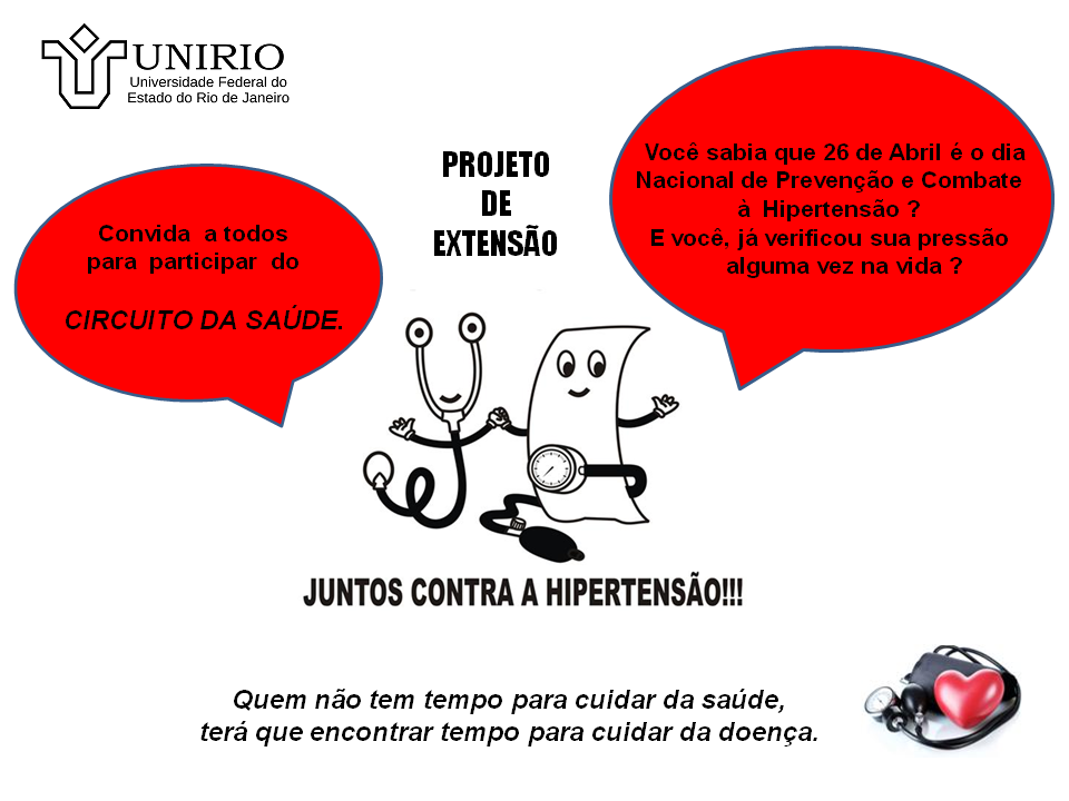 Ações acontecerão durante o dia 26 de abril, na tenda do CCH (Imagem: Projeto Juntos contra a Hipertensão)