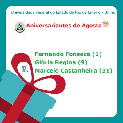 Aniversariantes de Agosto