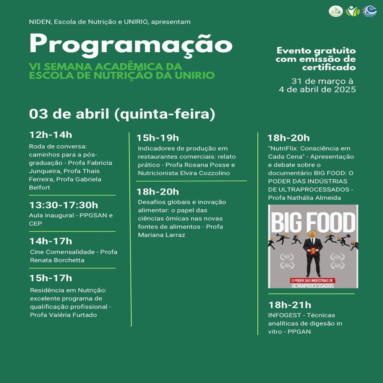 Programação VI Semana Acadêmica EN 03 de abril de 2025