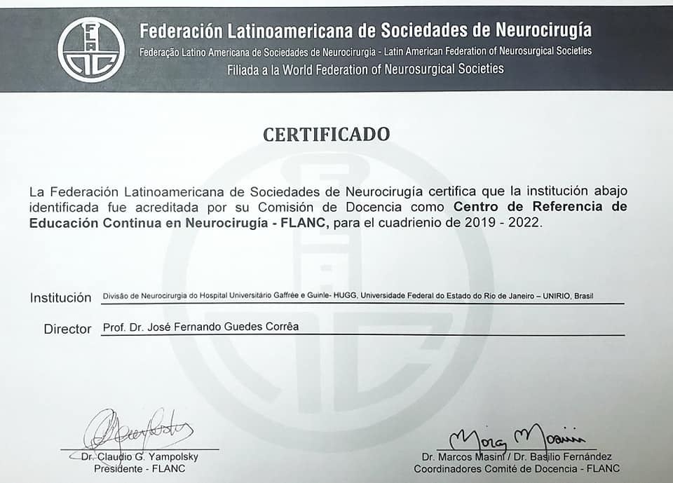 Serviço de Neurocirurgia do HUGG recebe título de Referência na América Latina