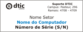 Etiqueta Suporte com destaque para o nome