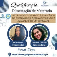 Exame de qualificação da mestranda Sara Soares Ferreira da Silva