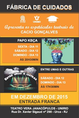 Panfleto dos espetáculos 'Papo Kbça' e 'Entre Umas e Outras'