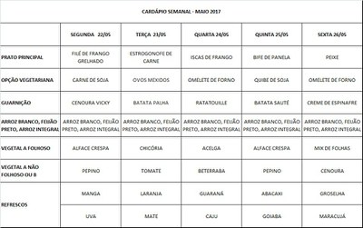 cardápio 22-05 a 26-05-17