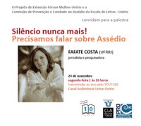Fafate Costa realiza a palestra "Silêncio nunca mais! Precisamos falar sobre Assédio"