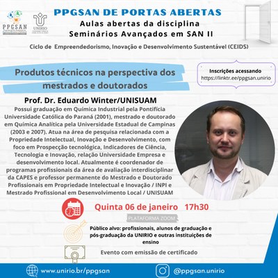 Evento PPGSAN de Portas Abertas Dia 06/01/2022 às 17h30