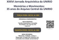 36ª Jornada Arquivística da UNIRIO celebra os 35 anos do Arquivo Central