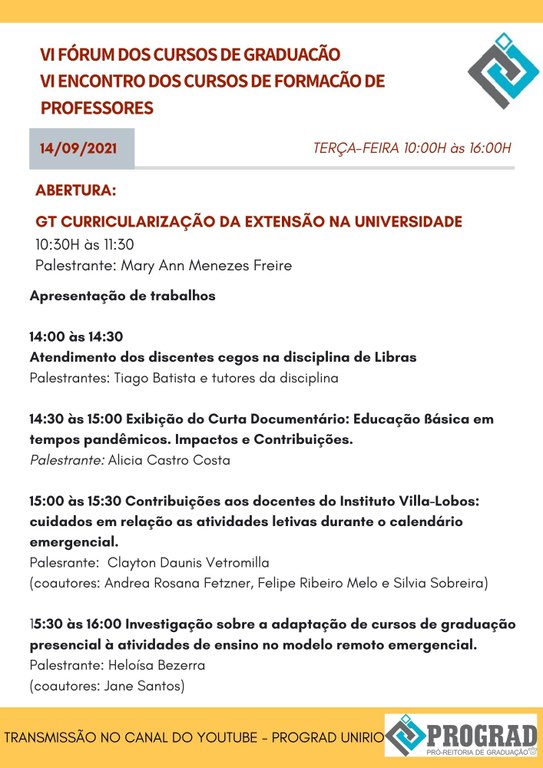 Programação Fórum de Cursos de Graduação 2021 - dia 1