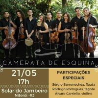 Projeto Música Itinerante da UNIRIO  promove recital com o grupo Camerata de Esquina, no dia 21 de maio