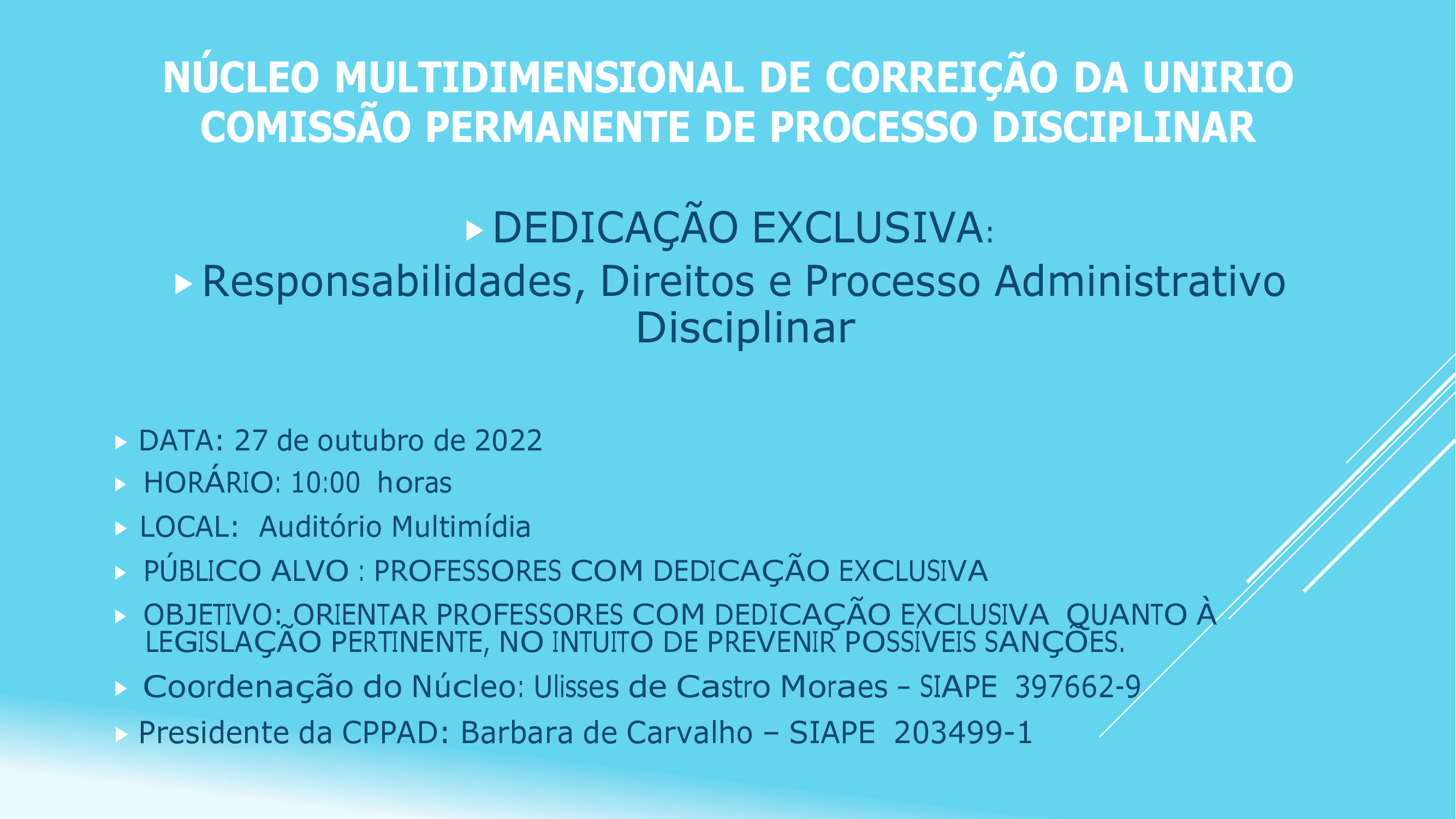 Ciclo de Palestras para Professores com Dedicação Exclusiva