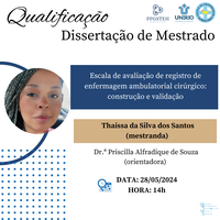 Exame de qualificação da mestranda Thaíssa da Silva dos Santos