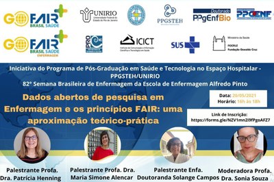 Evento PPGSTEH Semana de Enfermagem Imagem de divulgação do evento Dados abertos de pesquisa em Enfermagem e os princípios FAIR: uma aproximação teórico-prática.