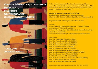 Inscrições Pós-Graduação em Pensamento Filosófico