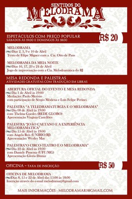 Programação 'Sentidos do Melodrama'