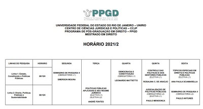 Horário 2021/2