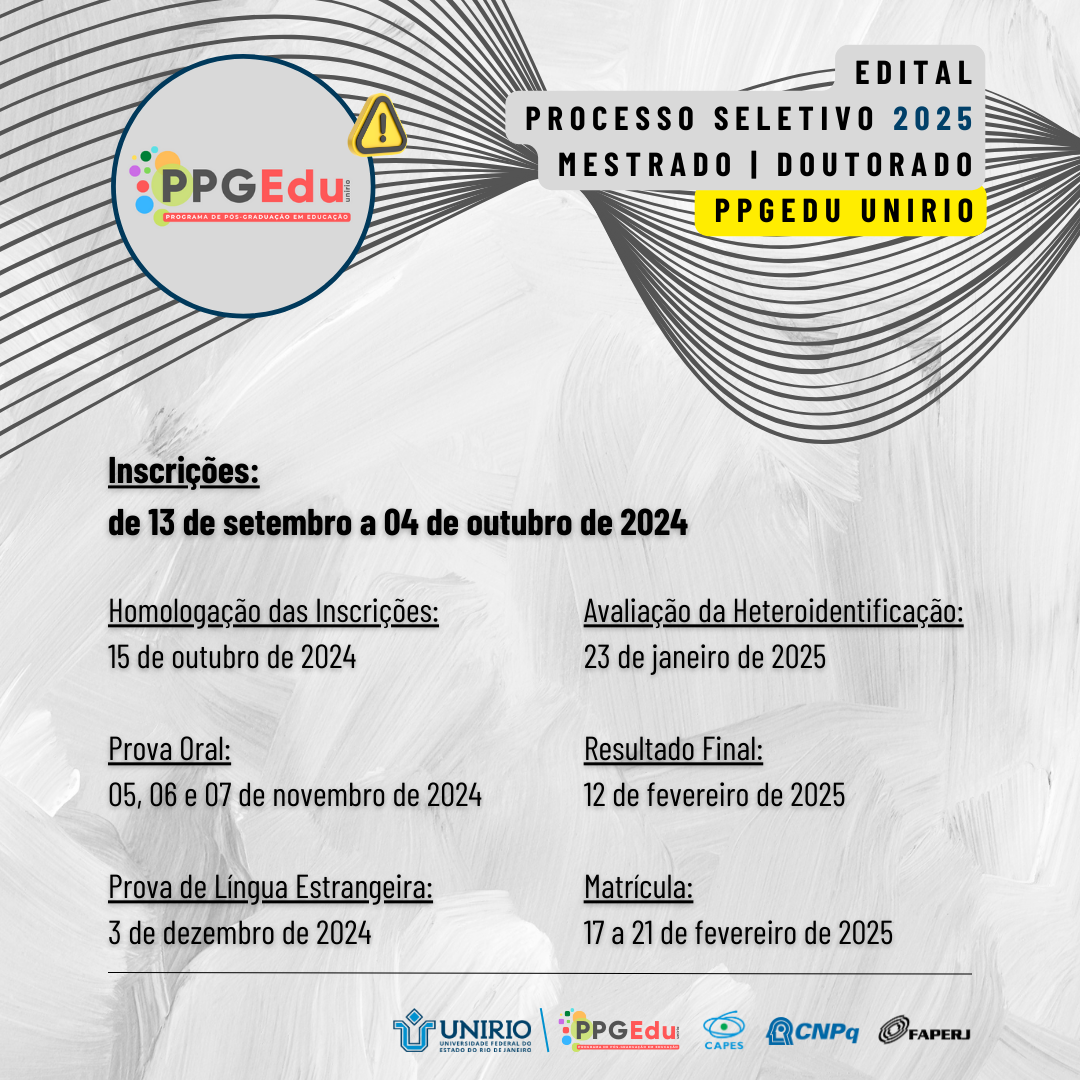 🚨 ATENÇÃO! EDITAL PPGEDU UNIRIO 2025 JÁ ESTÁ NO AR 🚨