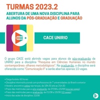 Grupo CACE abre vagas para alunos da pós-graduação da UNIRIO