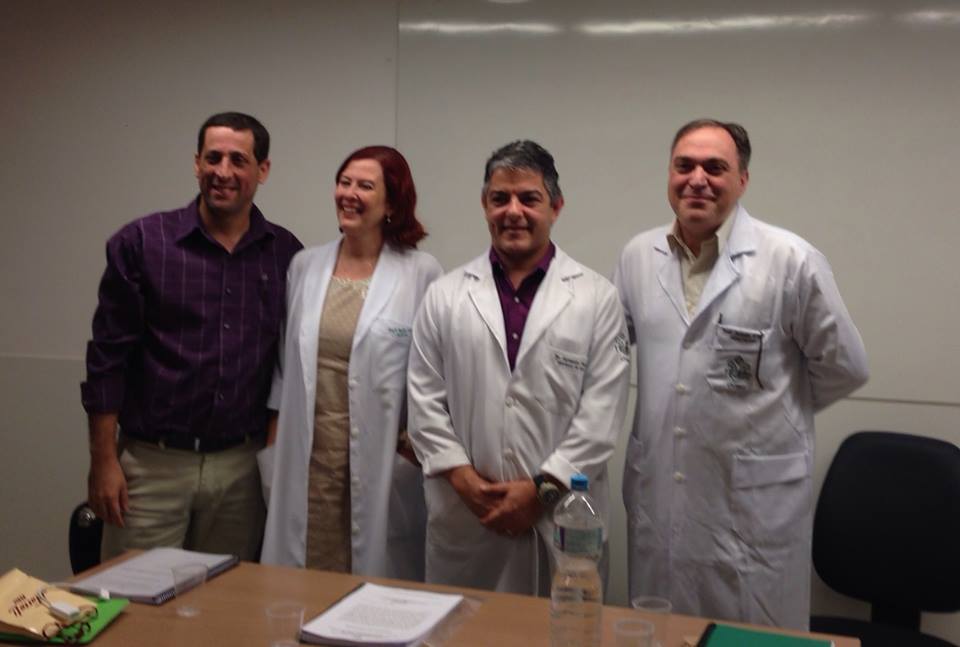 (da esquerda) Prof. Eduardo Lucas (UFRJ), Mestranda Andrea Ramos Corrêa, Prof. Fernando Ferry (orientador) e Prof. Antonio D'Acri (UNIRIO)