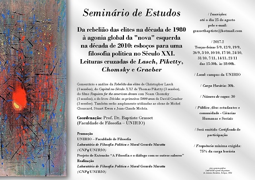 Laboratório de Filosofia Política e Moral Gerardo Marotta  promove Seminário de Estudos: inscrições abertas até o dia 25 de agosto