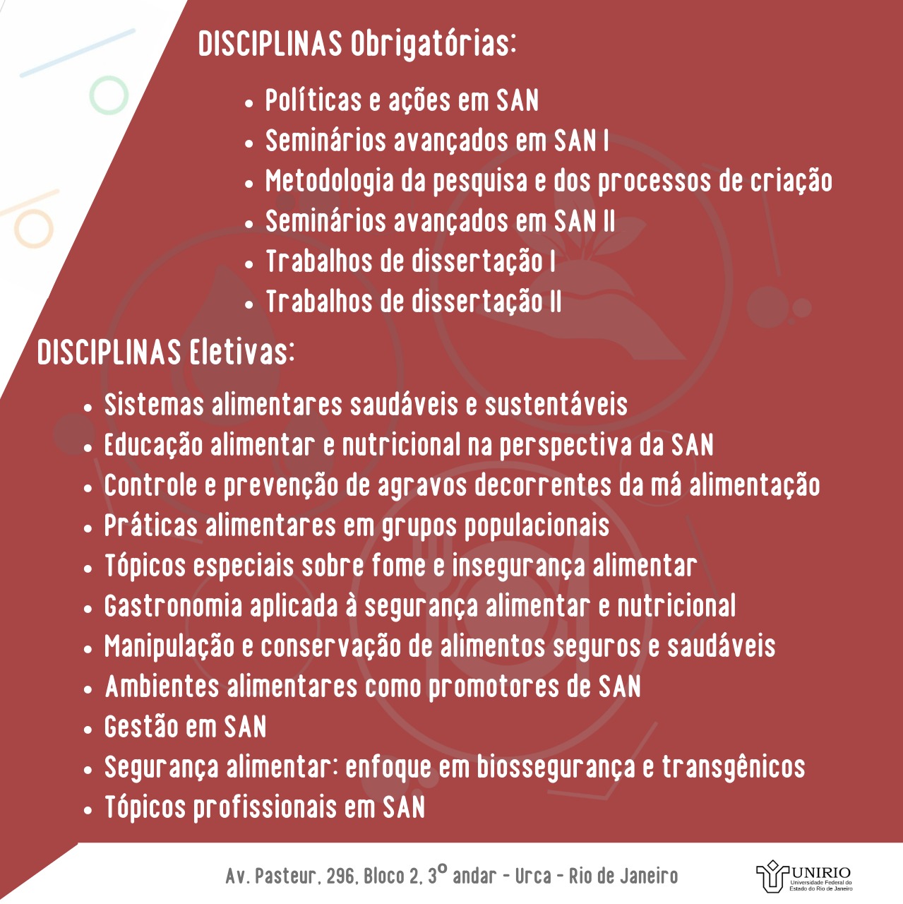 PPGSAN  2021 - Disciplinas Obrigatórias