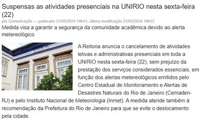 Atividades suspensas 22.03.24